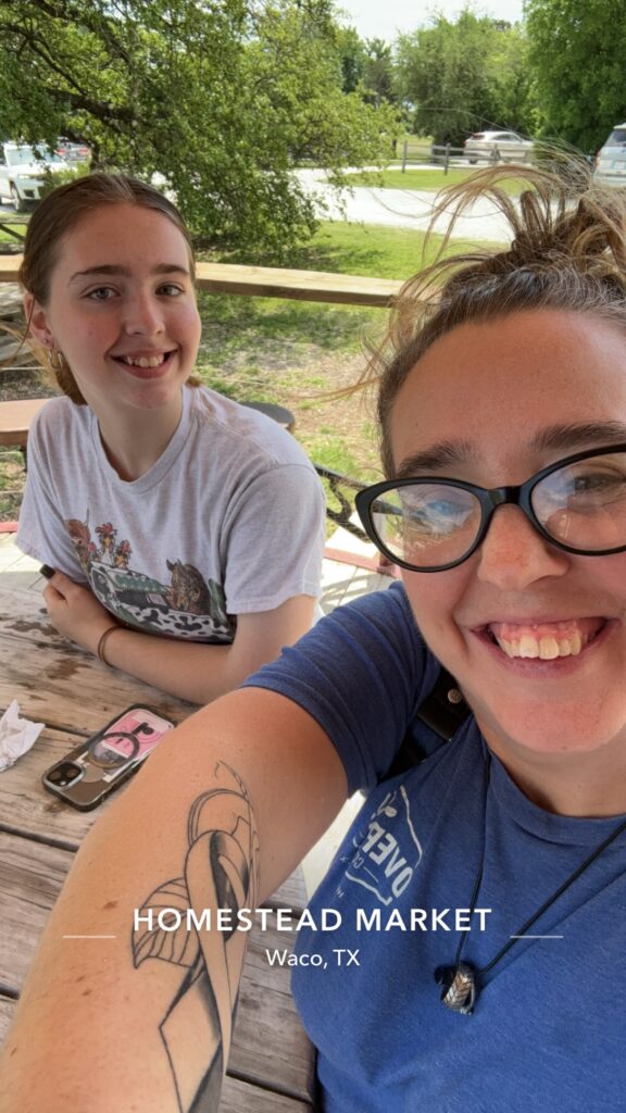 Bre and mom at Waco Waffle Co.