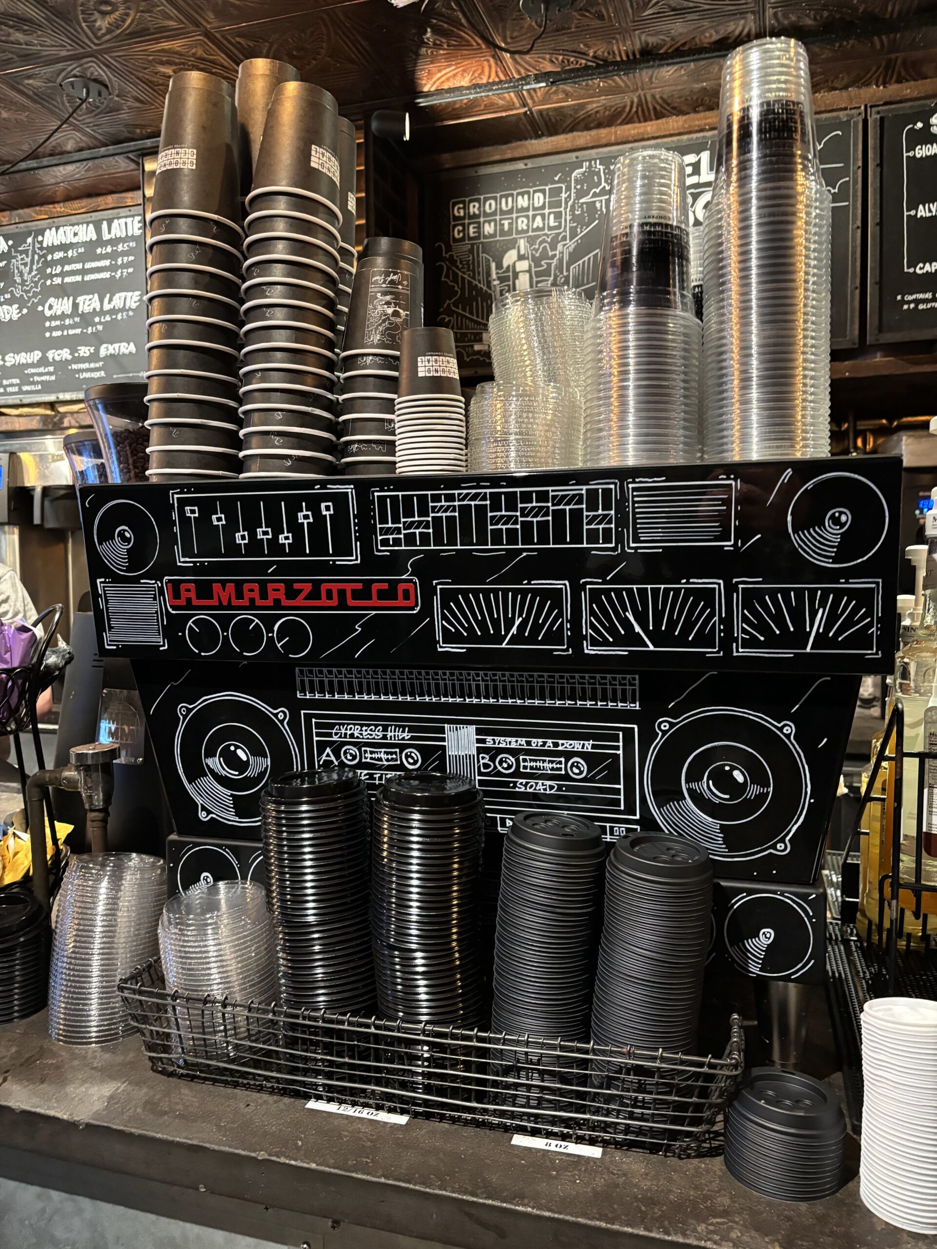 An espresso machine that looks like a DJ's boorth