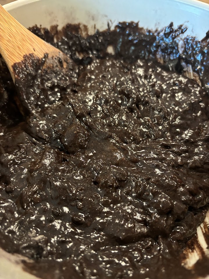 A mixture of chocolate zucchini bread