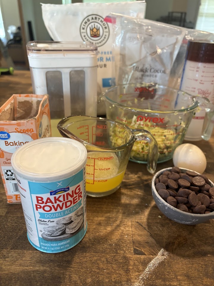 Ingredients for chocolate zucchini bread