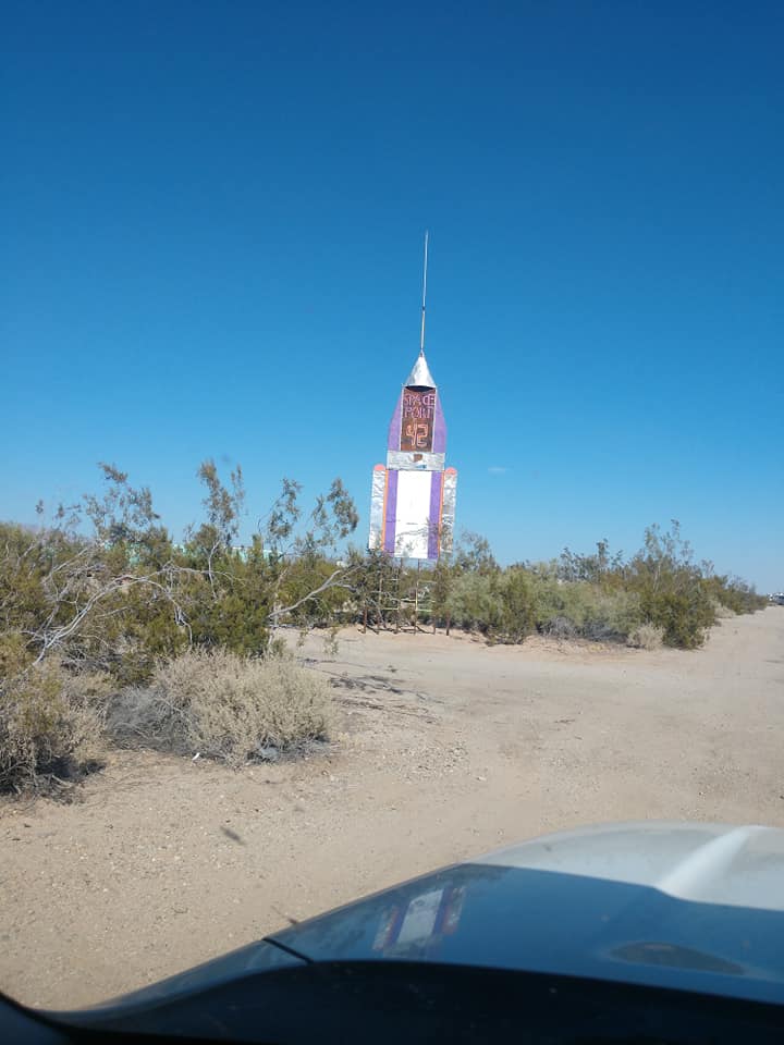 A spaceship art work found at Slab City.