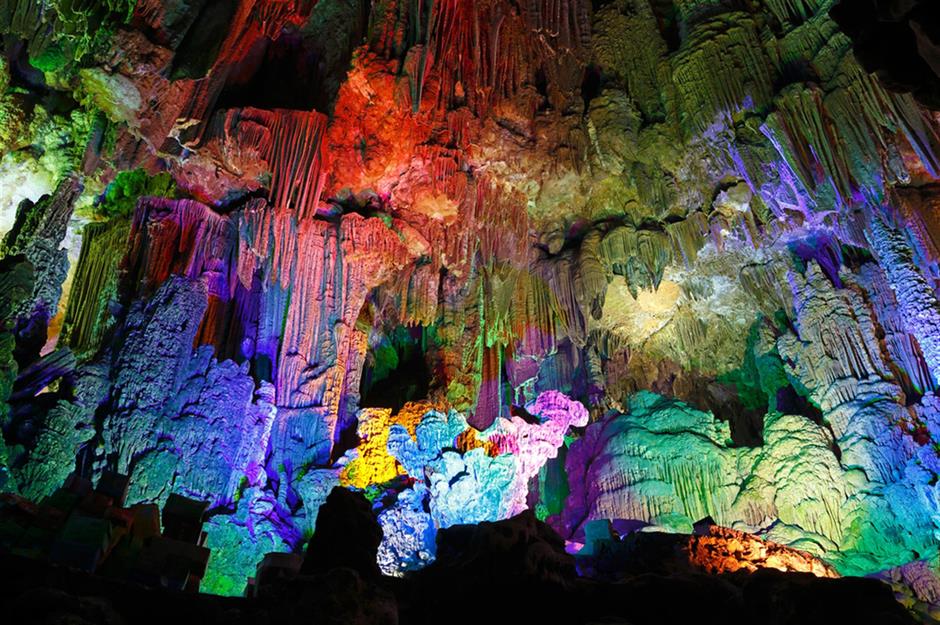 A colorful underground cave at Carlsbad Caverns