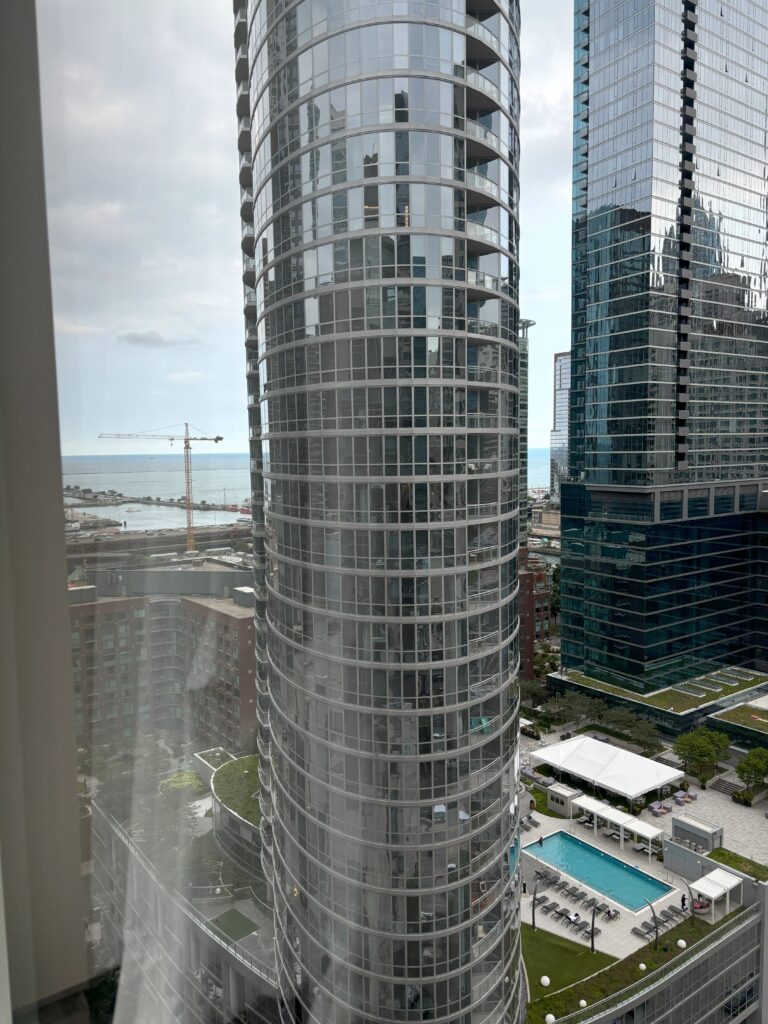 A view of Lake Michigan from a hotel room