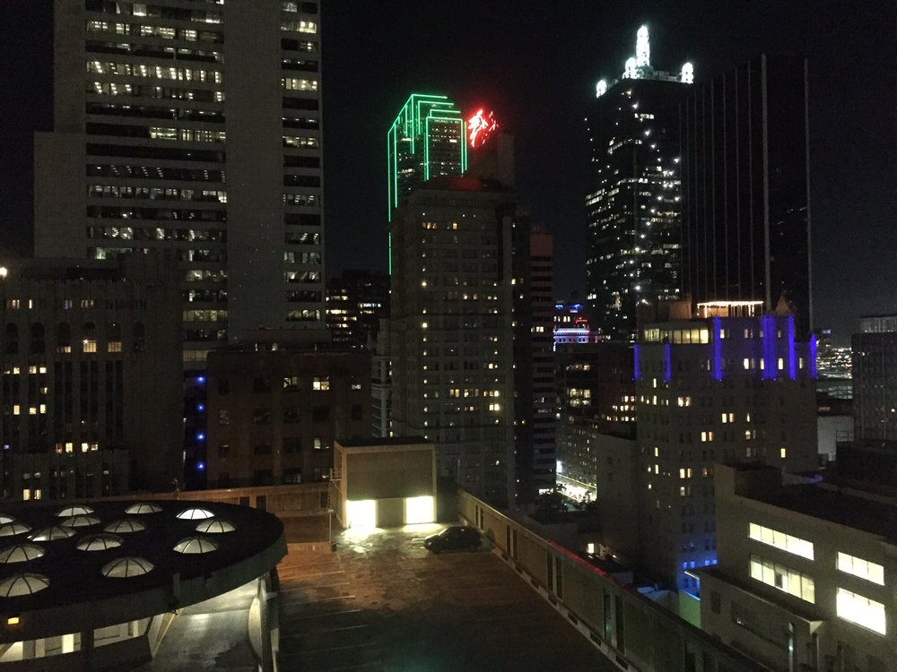 A view of downtown Dallas from the Hampton Inn