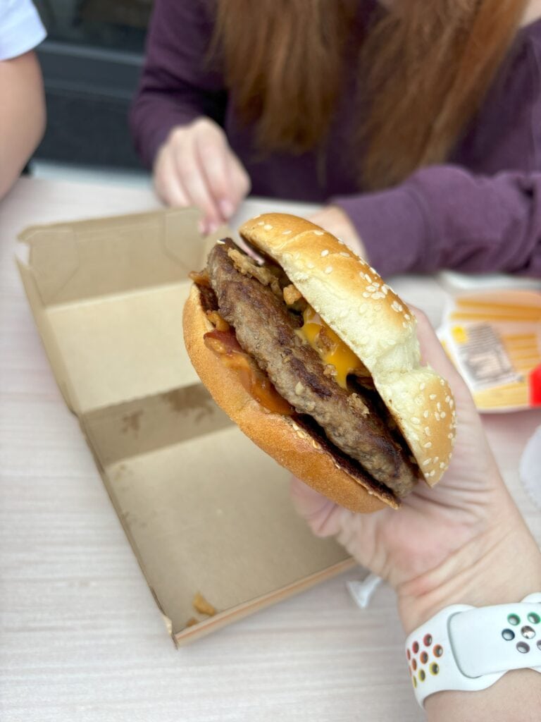 An extra cheesey burger from the International McDonalds