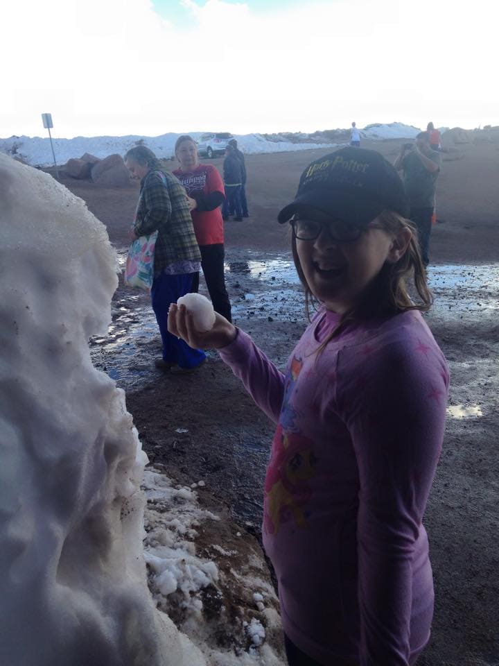 A girl with a snowball