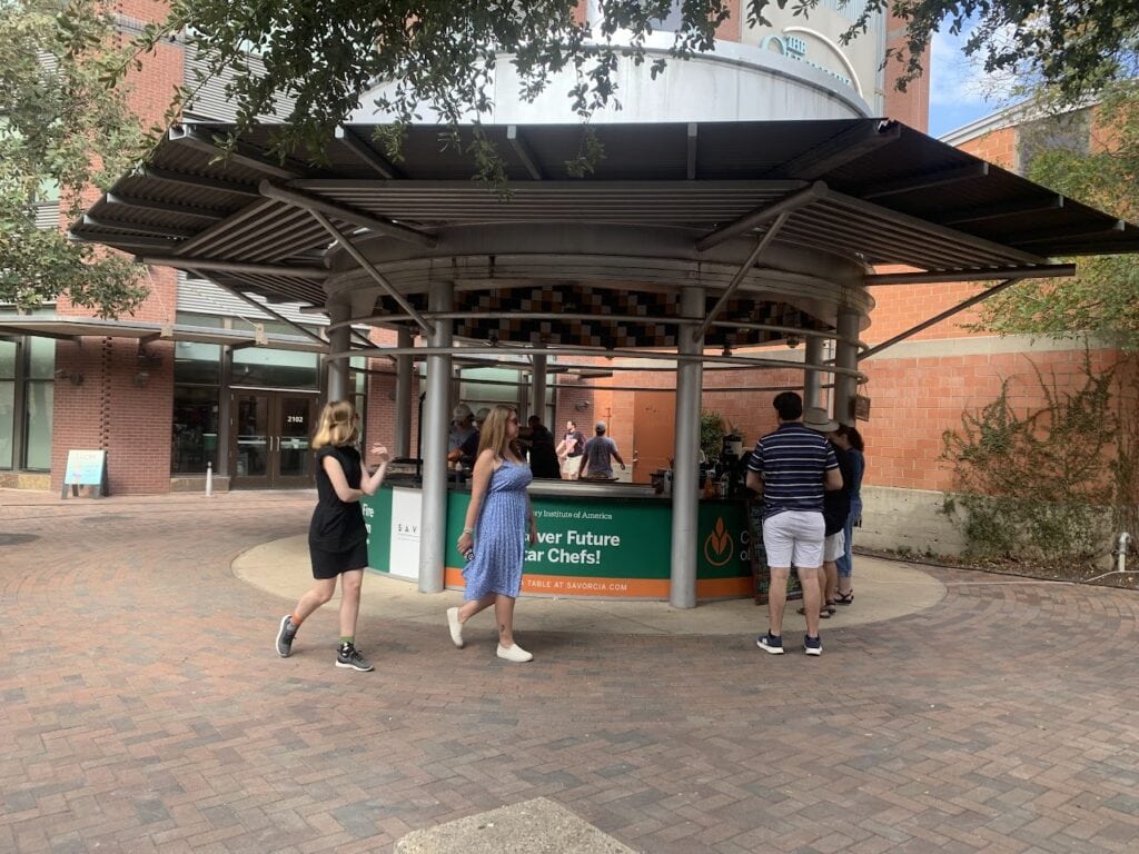 a round CIA booth at the Pearl in San Antonio