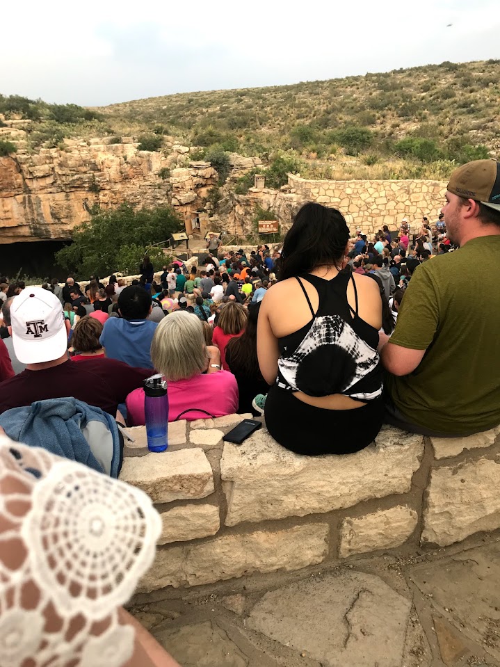 Waiting for the bats at the ampitheater in Carlsbad Caverns