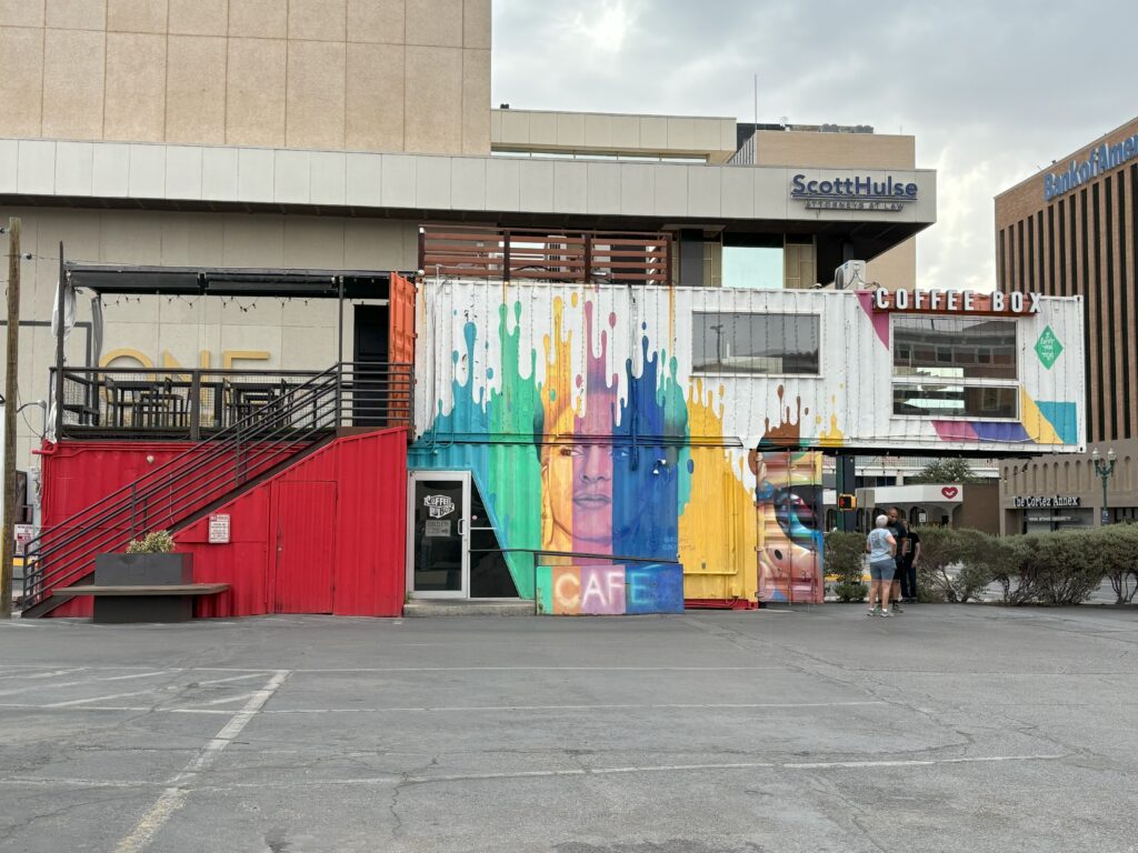 Shipping containers made into a coffee shop