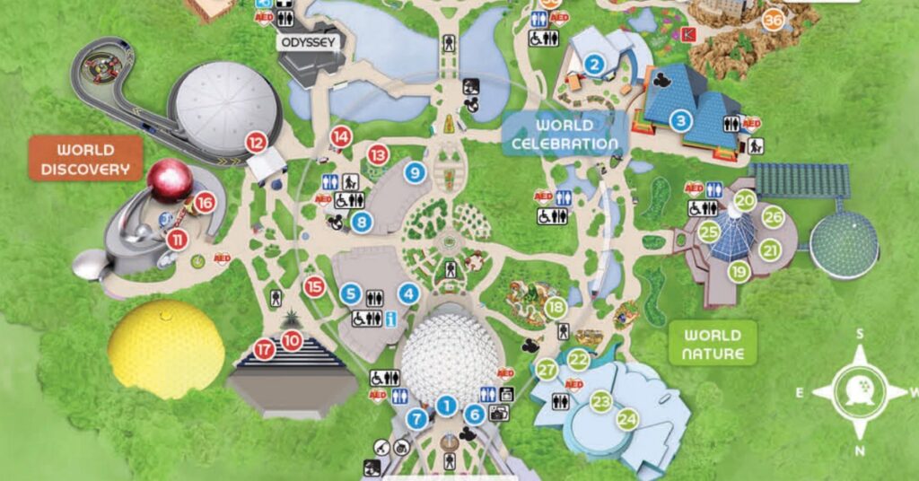 A 2024 map of Disney World's Epcot