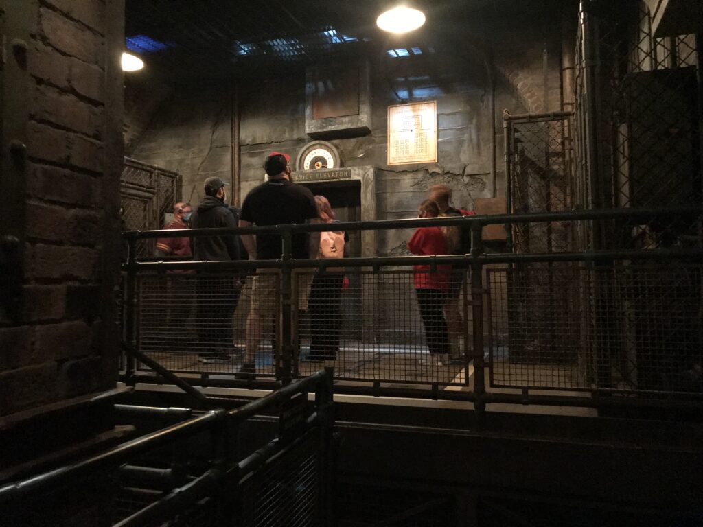 The upstairs area at Tower of Terror, complete with line queues