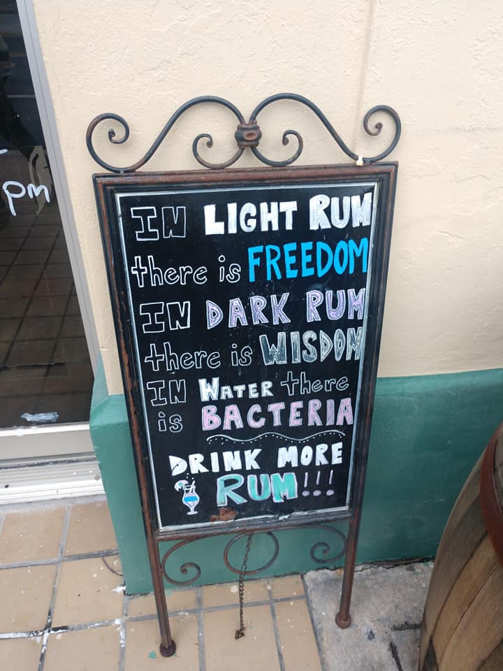 A funky sign at the Key West Distillery