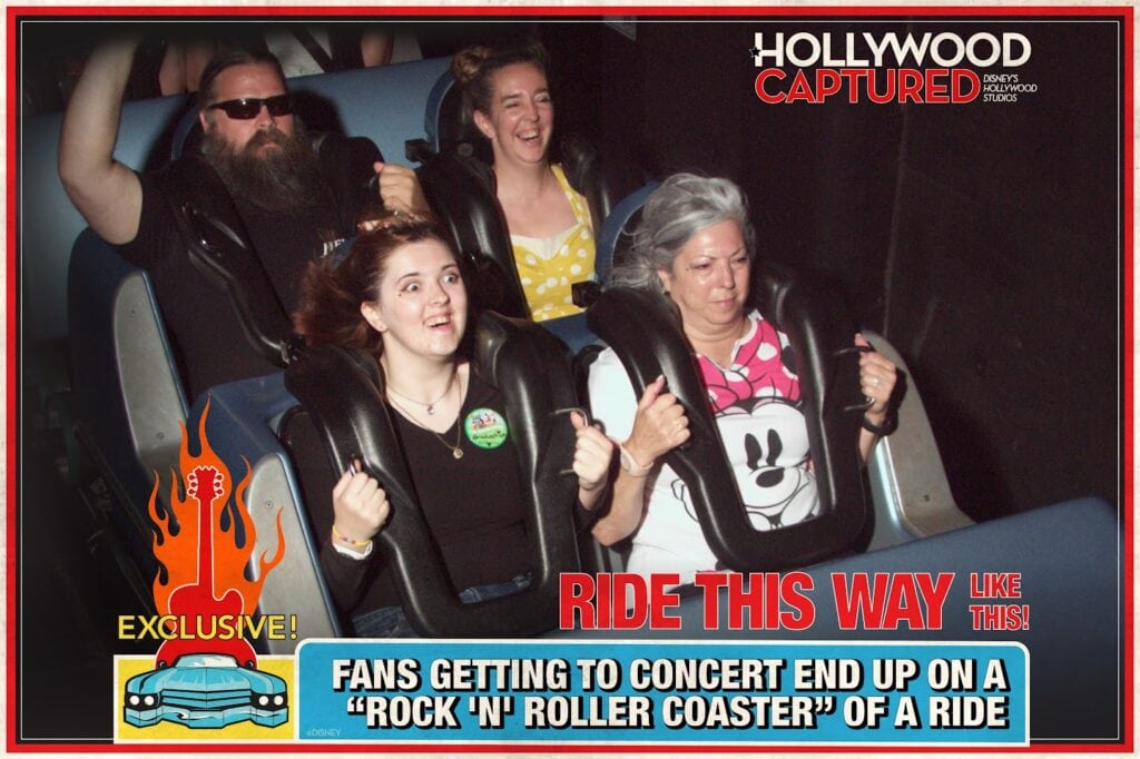 A Disney bought picture that says "Ride this Way" from Rockin' Rollercoaster